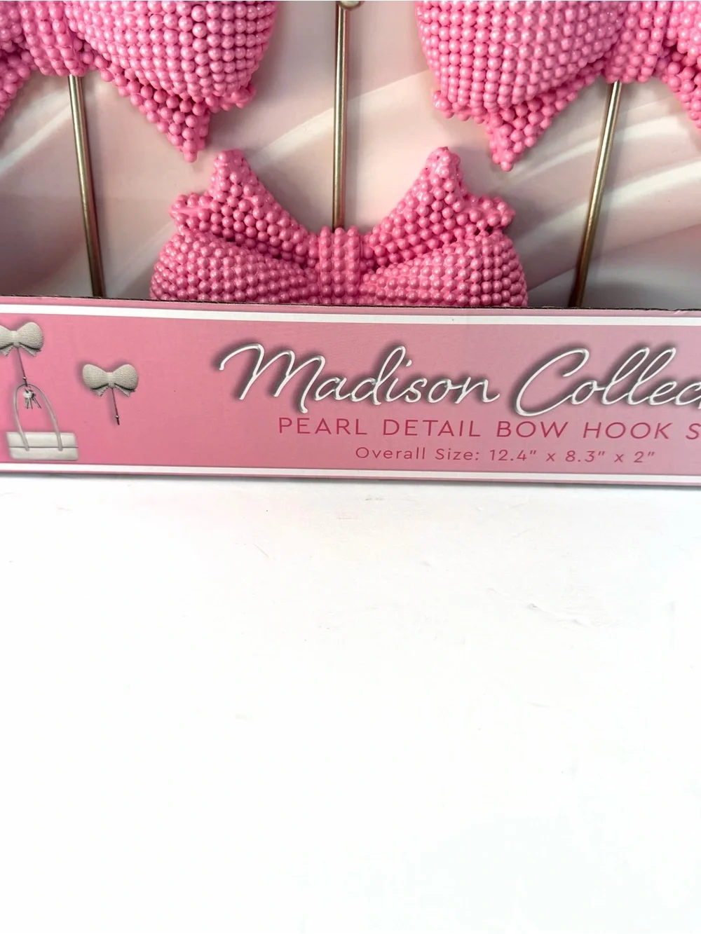 Pink Pearl Bow Hook Set - Decorative Wall Hooks